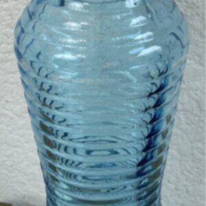 Blue Glass Ribbed 1L Airtight Water Bottle